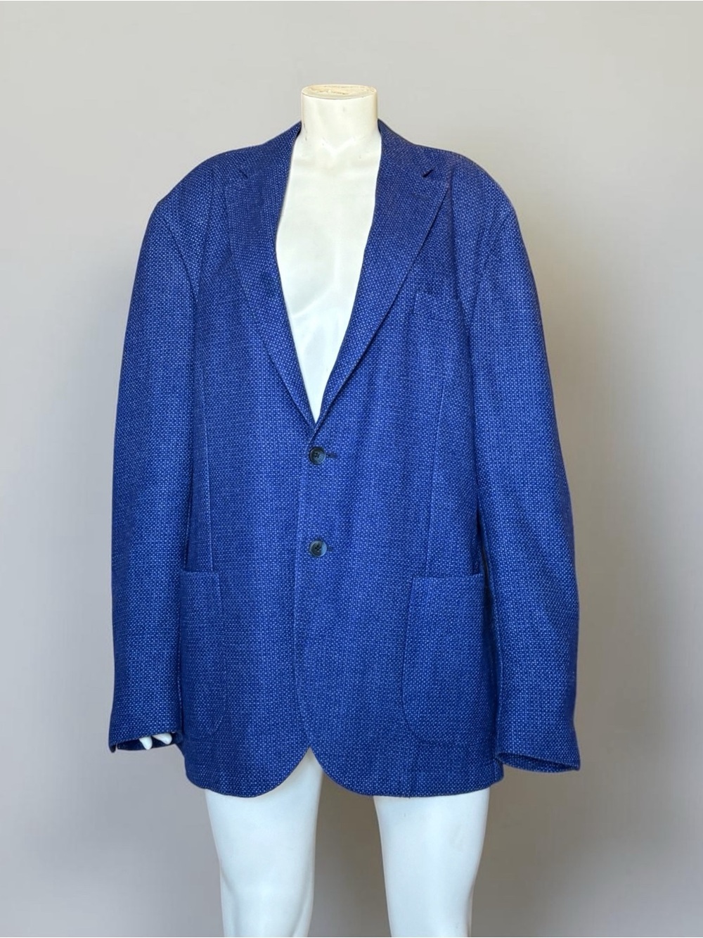 LBM 1911 Blue Textured Wool Blend Blazer Sport Coat Made in Italy Size 58R